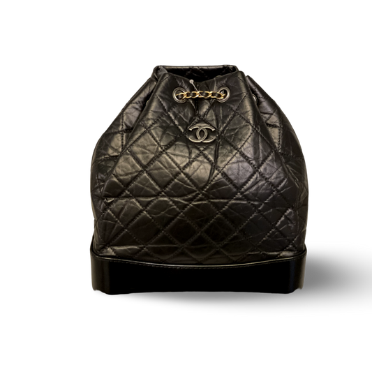 Chanel Aged Calfskin Quilted Medium Gabrielle Black Backpack