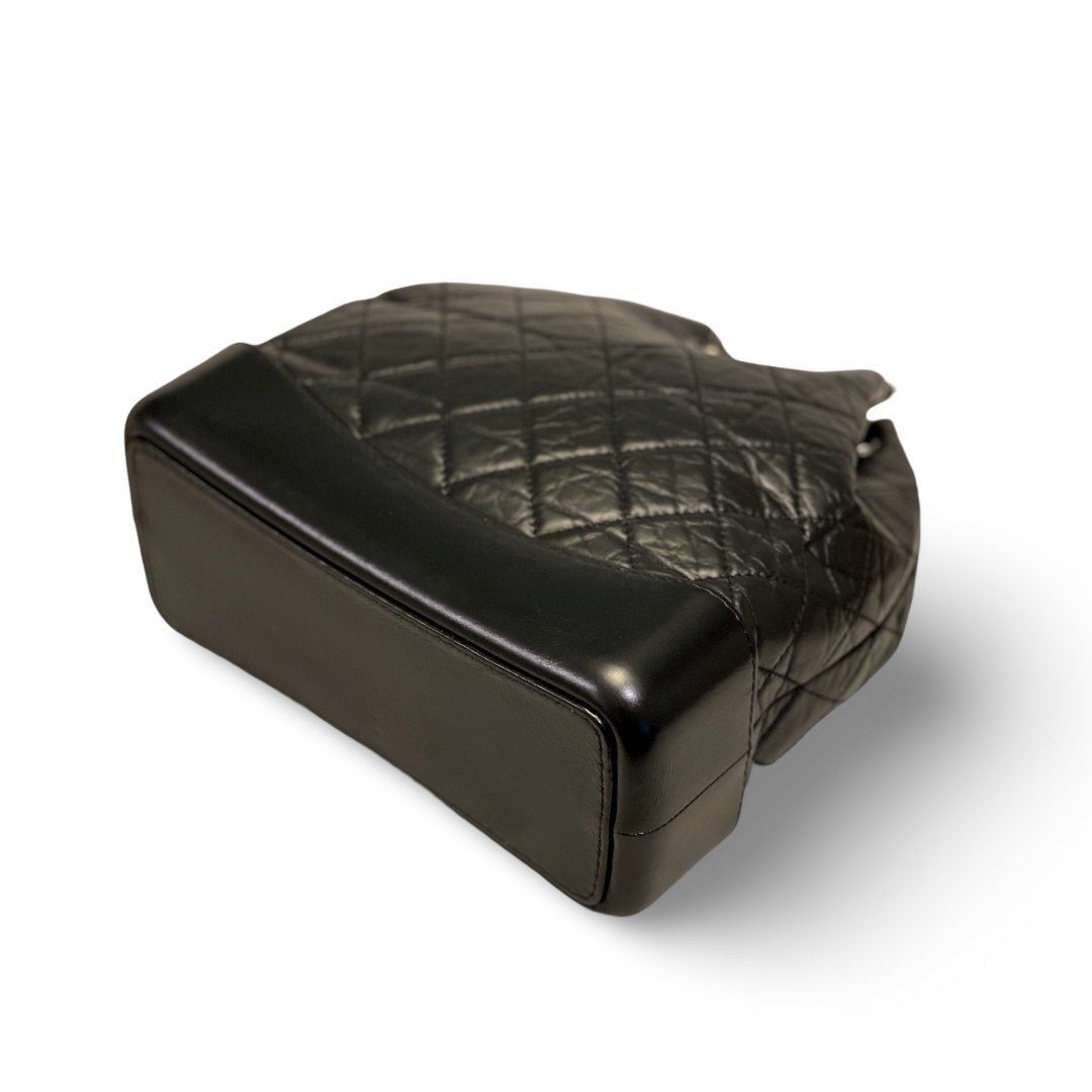 Chanel Aged Calfskin Quilted Small Gabrielle Black Backpack