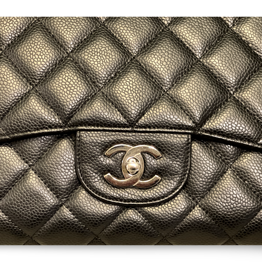 Chanel Classic Caviar Quilted Jumbo Black Single Flap
