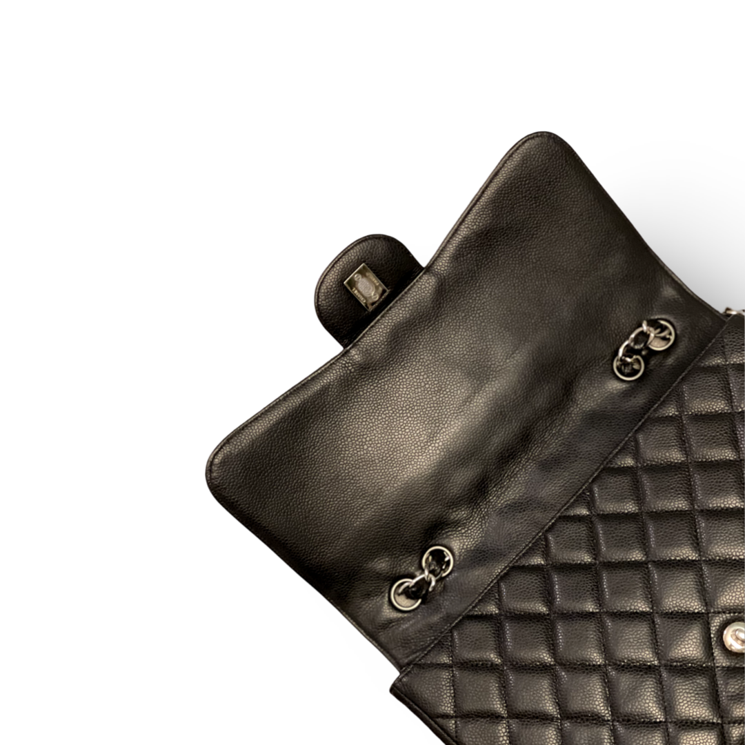 Chanel Classic Caviar Quilted Jumbo Black Single Flap