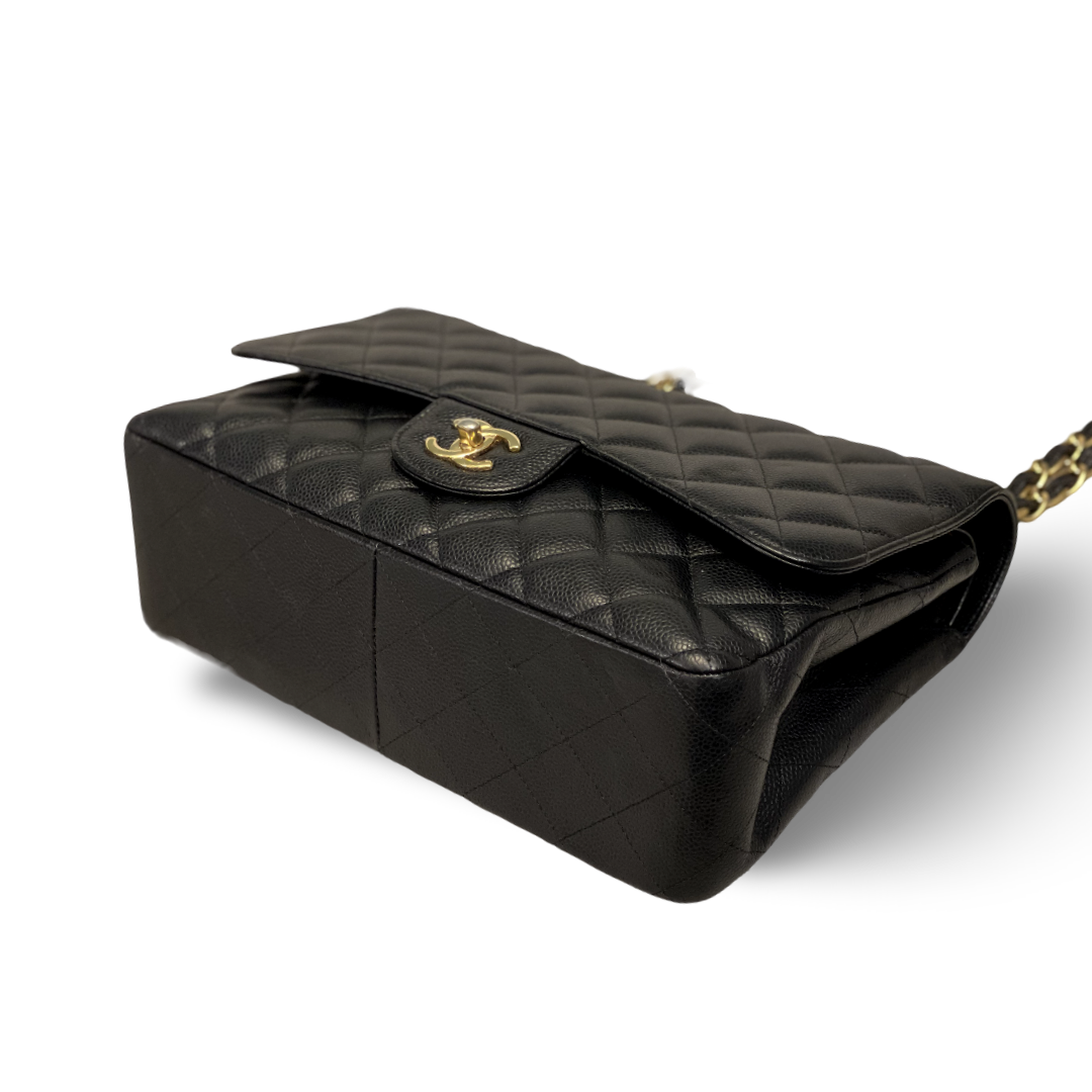 Chanel Classic Caviar Quilted Jumbo Black Double Flap