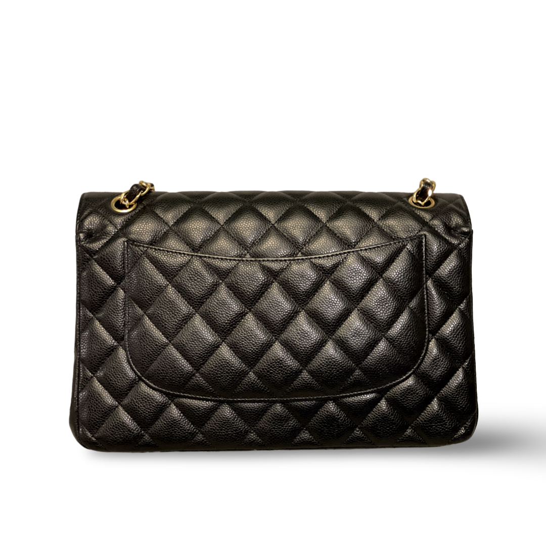 Chanel Classic Caviar Quilted Jumbo Black Double Flap