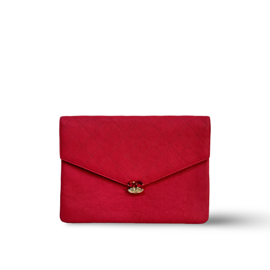Chanel Caviar Medium Clutch Pink