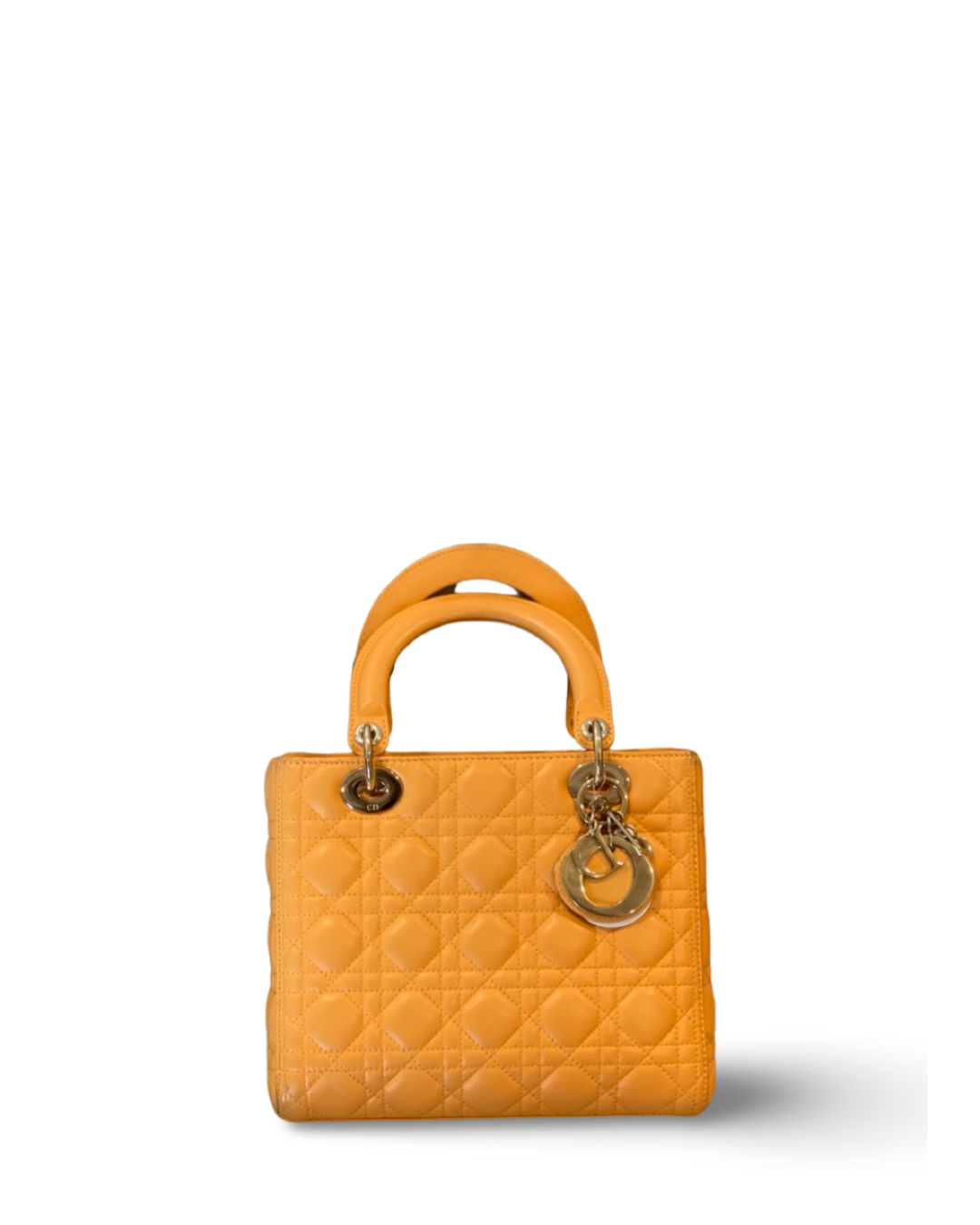 Dior Cannage Lambskin Medium Lady Orange Bag