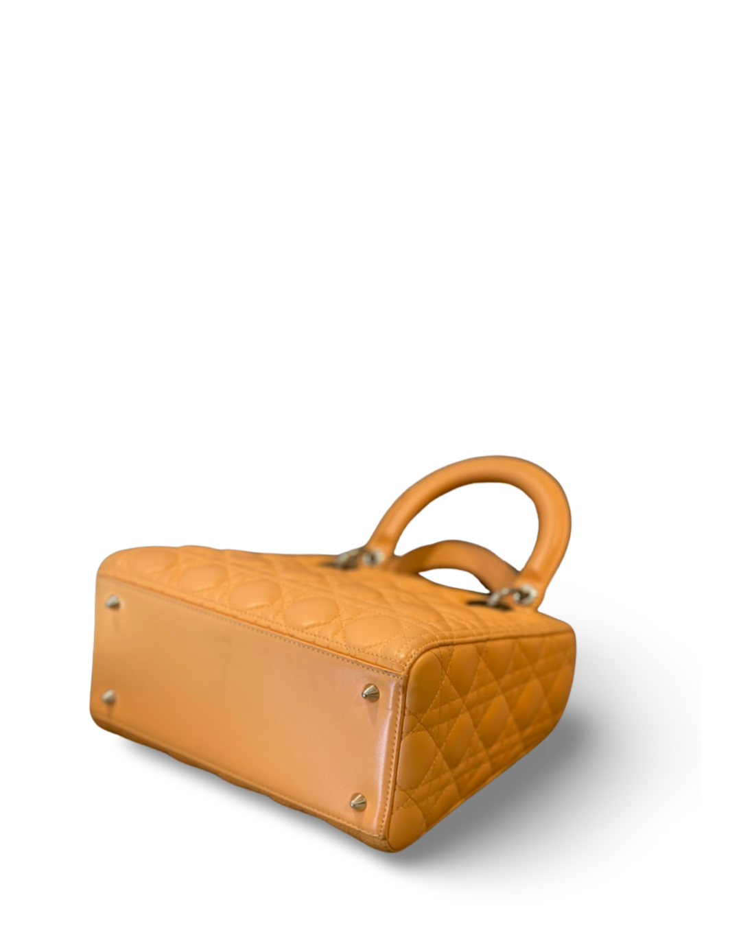 Dior Cannage Lambskin Medium Lady Orange Bag