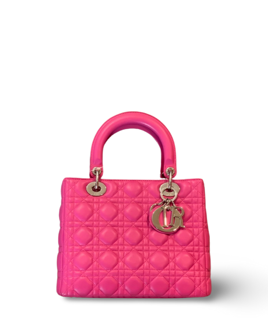 Dior Cannage Lambskin Medium Lady Barbie Pink Bag