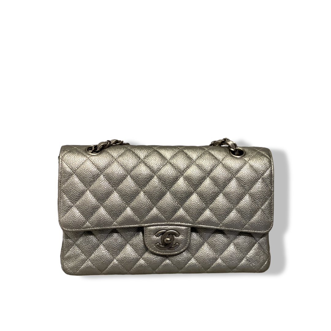 Chanel Classic Caviar Quilted Medium Metallic Double Flap