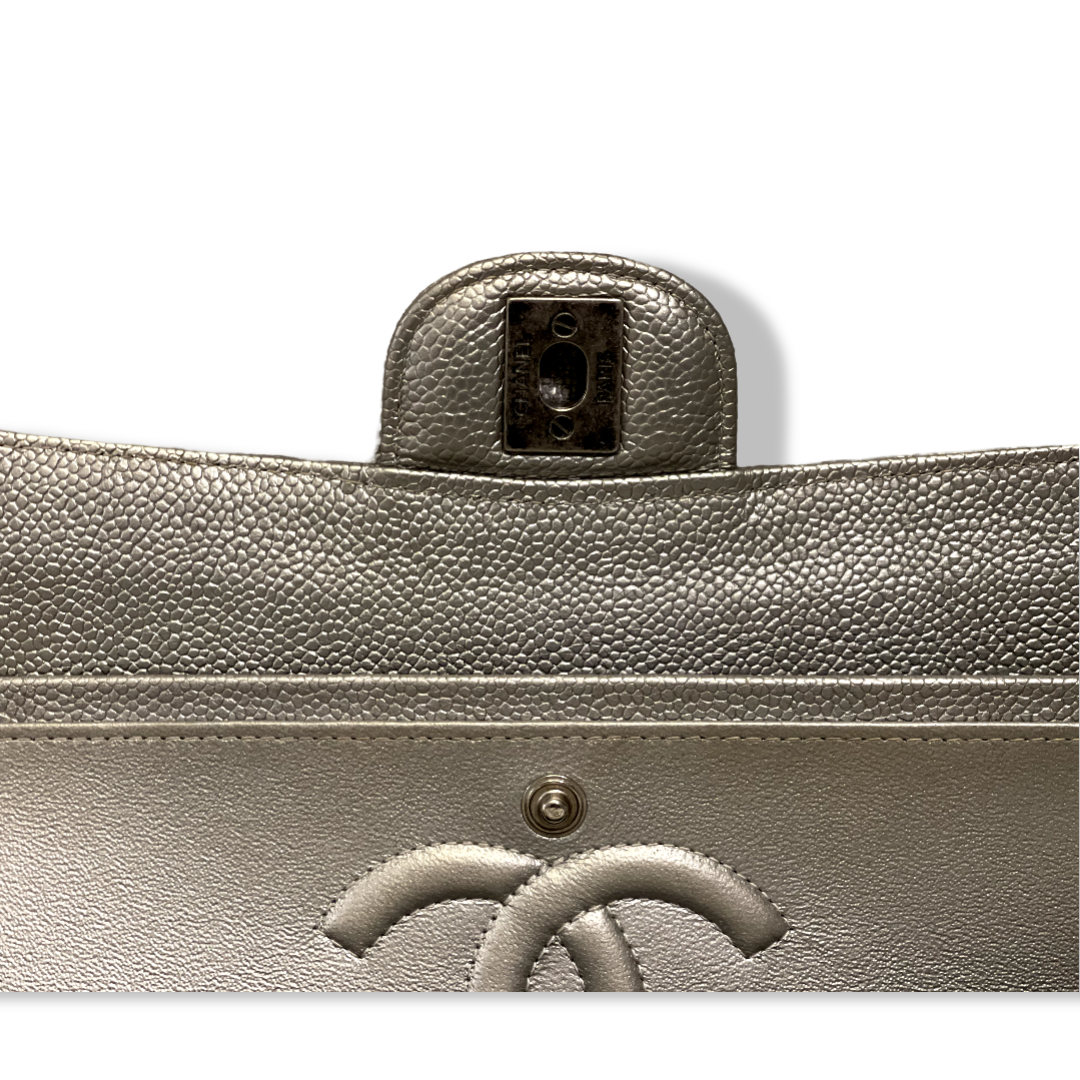 Chanel Classic Caviar Quilted Medium Metallic Double Flap