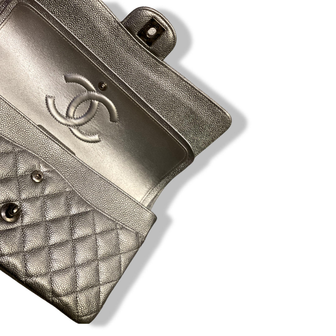 Chanel Classic Caviar Quilted Medium Metallic Double Flap