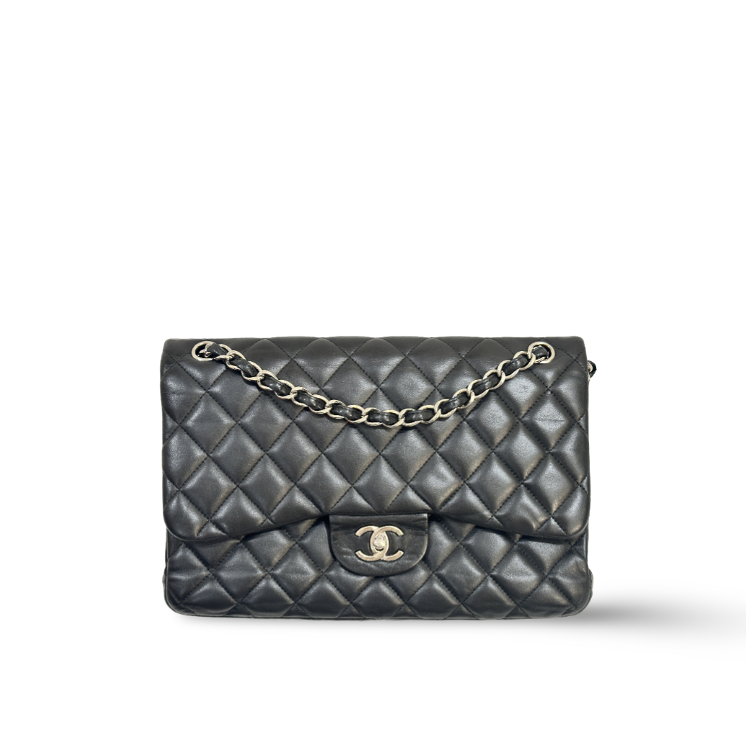 Chanel Classic Lambskin Quilted Jumbo Black Double Flap