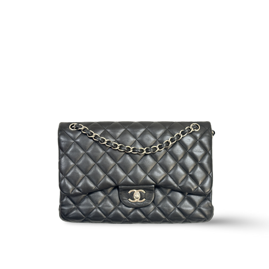 Chanel Classic Lambskin Quilted Jumbo Black Double Flap