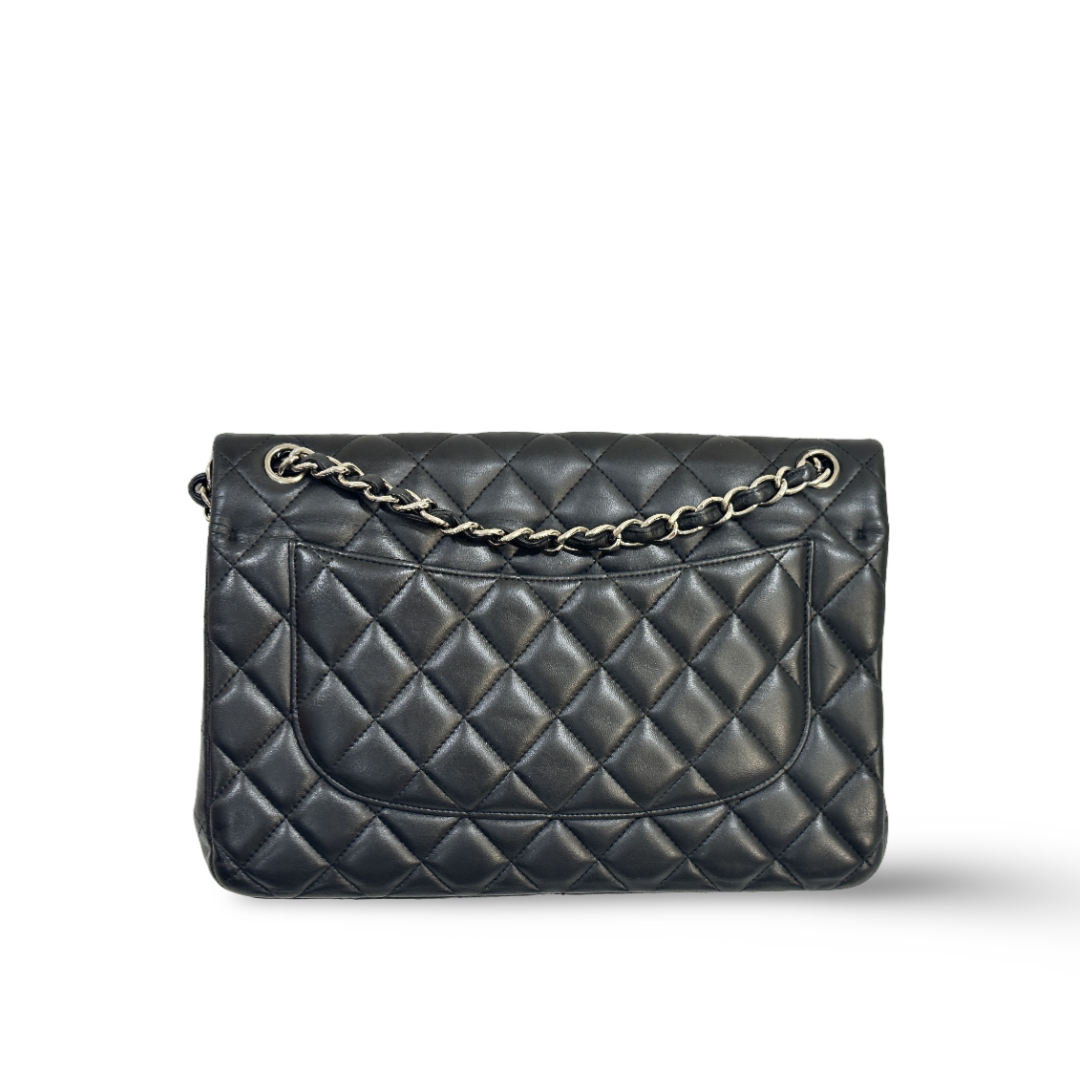 Chanel Classic Lambskin Quilted Jumbo Black Double Flap
