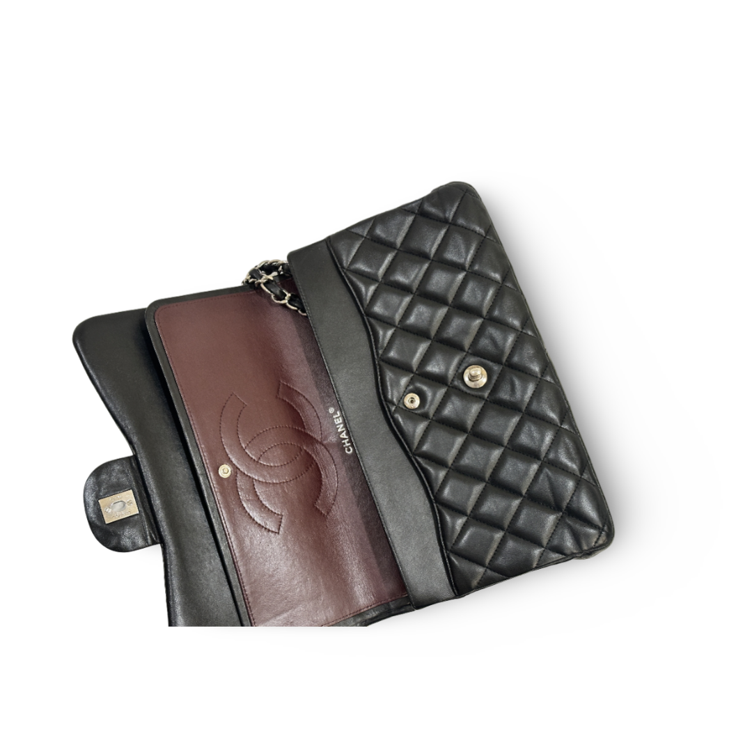 Chanel Classic Lambskin Quilted Jumbo Black Double Flap
