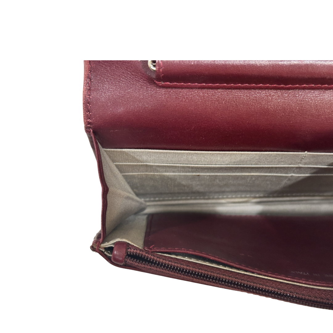 Chanel Patent Quilted Brilliant Wallet On Chain WOC Wine Red