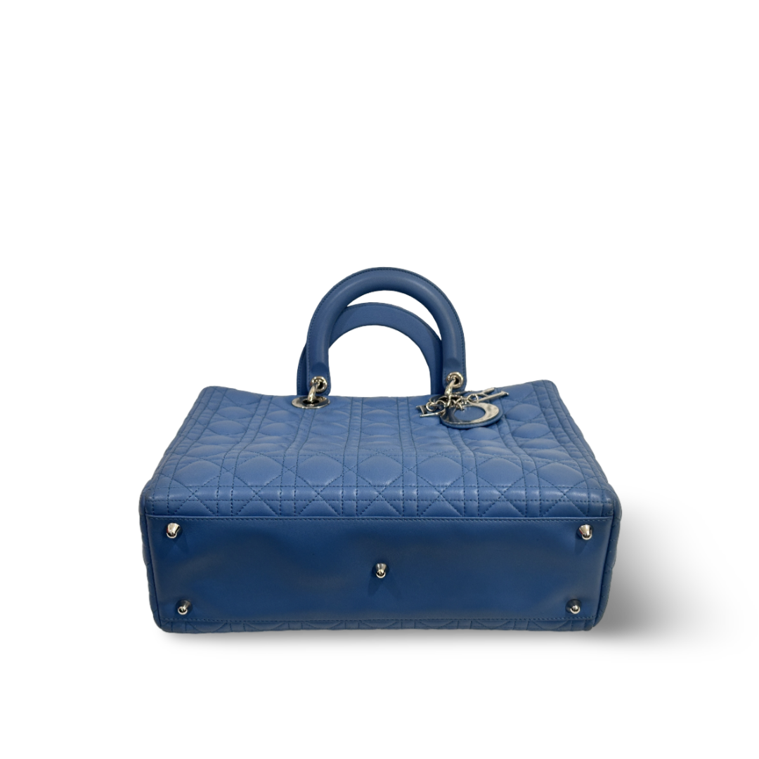 Dior Cannage Lambskin Large Lady Blue Sky Bag