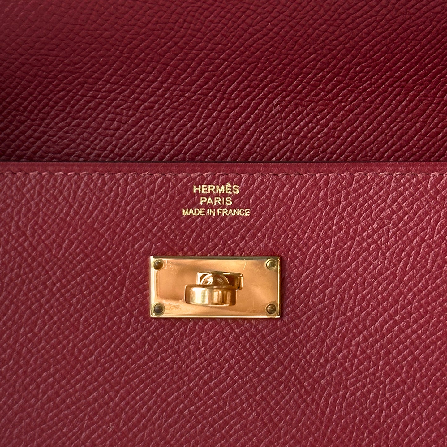 Hermes Kelly Wallet Gold K1 Rouge Grenade