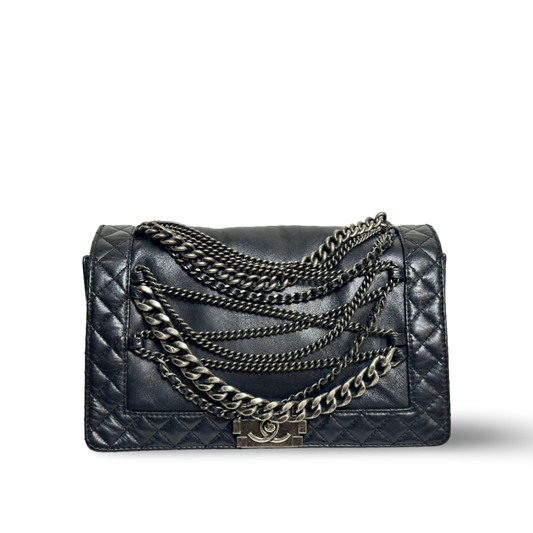 Chanel Muti-Chain Lambskin New Medium Boy Bag Black