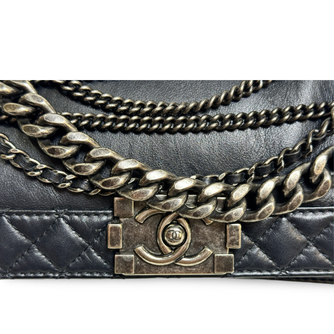 Chanel Muti-Chain Lambskin New Medium Boy Bag Black