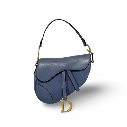 Dior Goatskin Medium Saddle Peacock Blue Bag