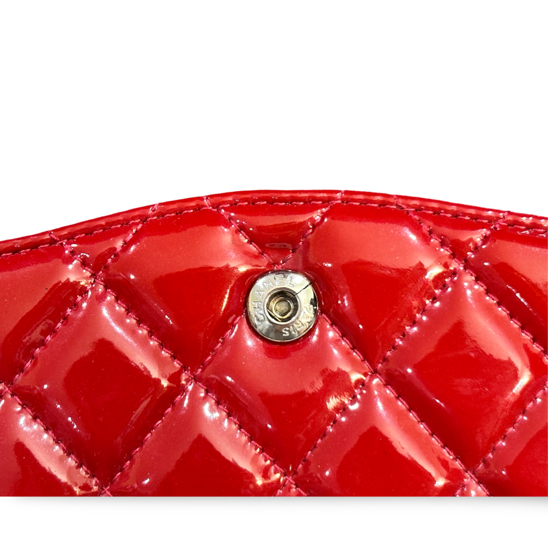 Chanel Classic Patent Quilted Medium Double Flap Red