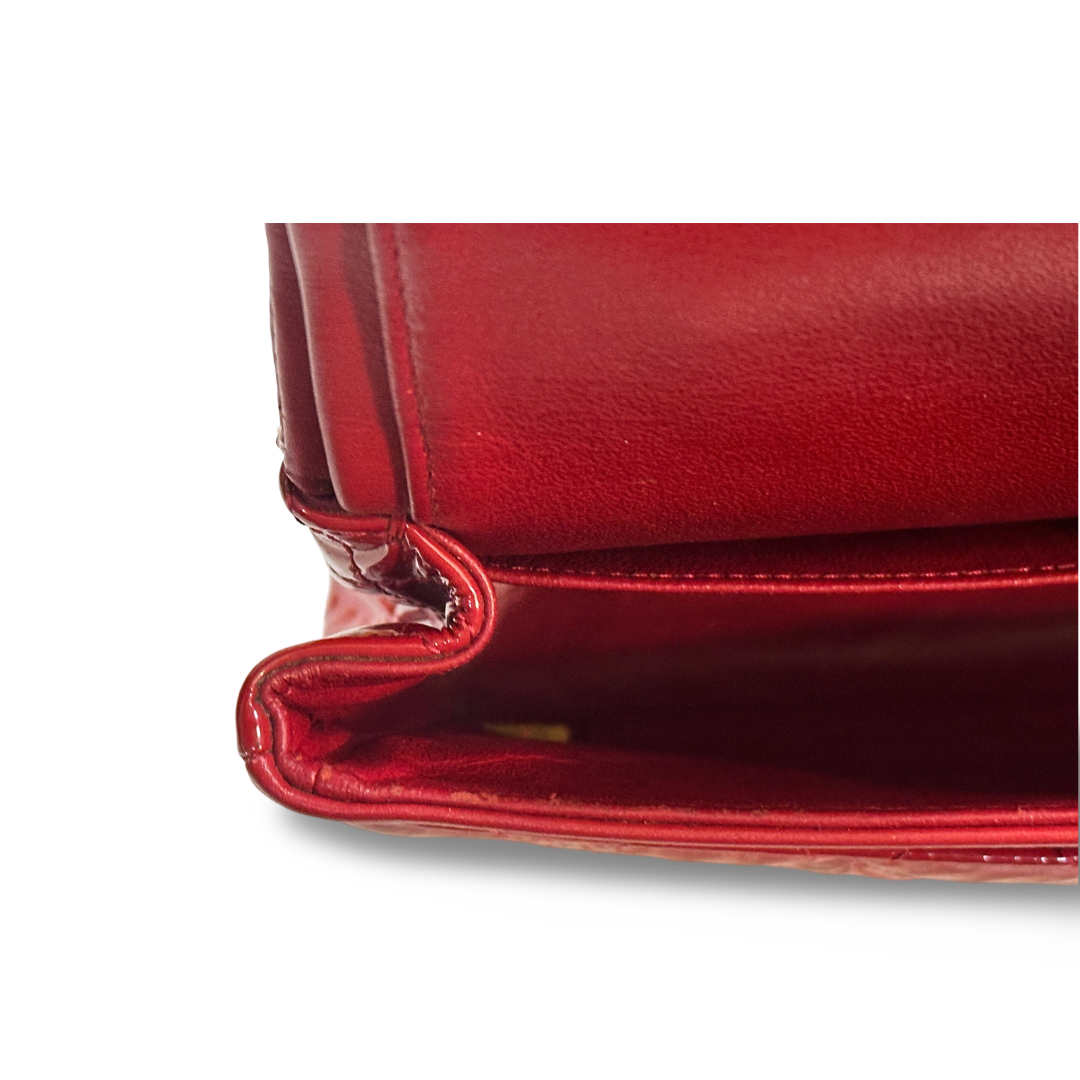Chanel Classic Patent Quilted Medium Double Flap Red