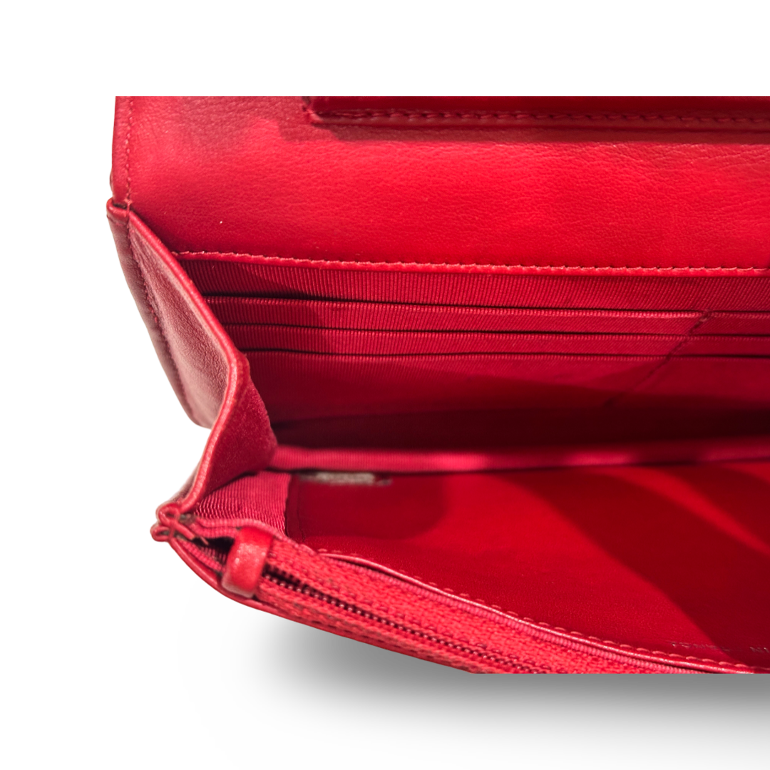 Chanel Classic Patent Quilted Wallet On Chain WOC Red
