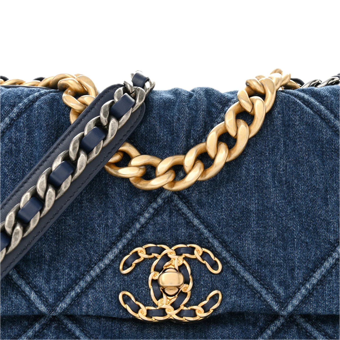 Chanel Quilted Denim Small 19bag - GHW/ Blue