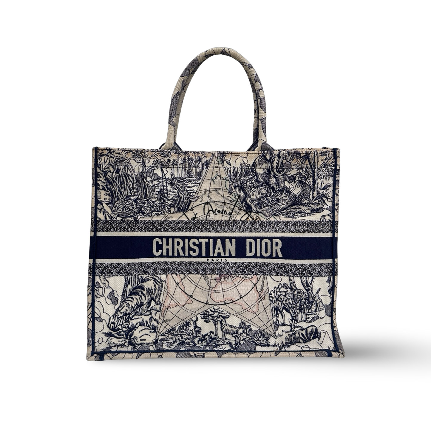 Dior Canvas Tweed Large Sixth Star Tote Bag