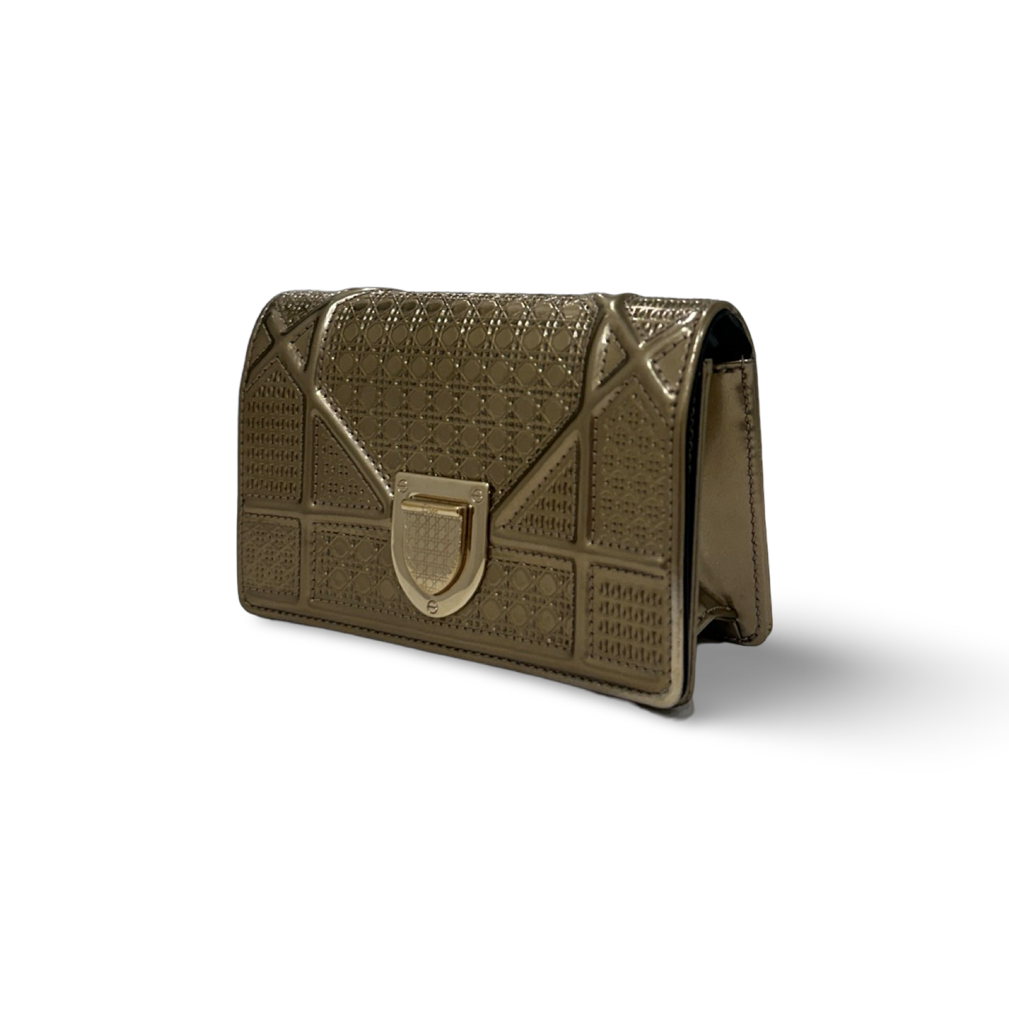 Dior Metallic Micro-Cannage Baby Diorama Flap Bag - Gold