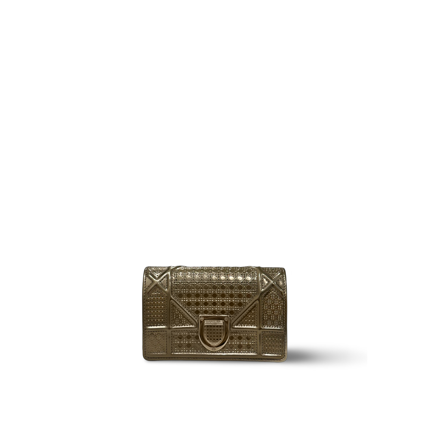Dior Metallic Micro-Cannage Baby Diorama Flap Bag - Gold