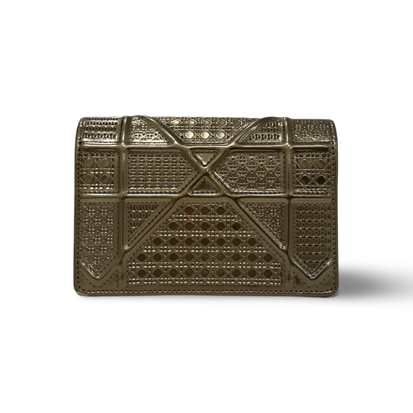 Dior Metallic Micro-Cannage Baby Diorama Flap Bag - Gold