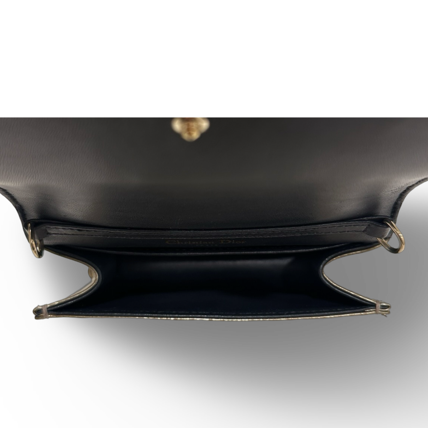 Dior Metallic Micro-Cannage Baby Diorama Flap Bag - Gold