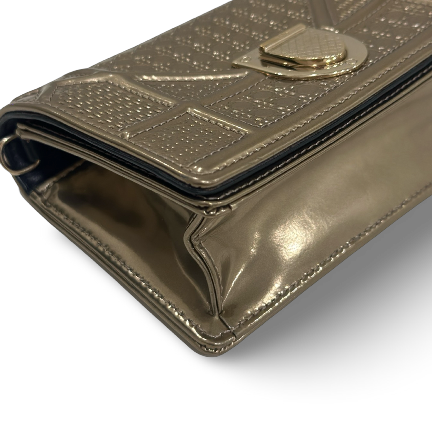 Dior Metallic Micro-Cannage Baby Diorama Flap Bag - Gold