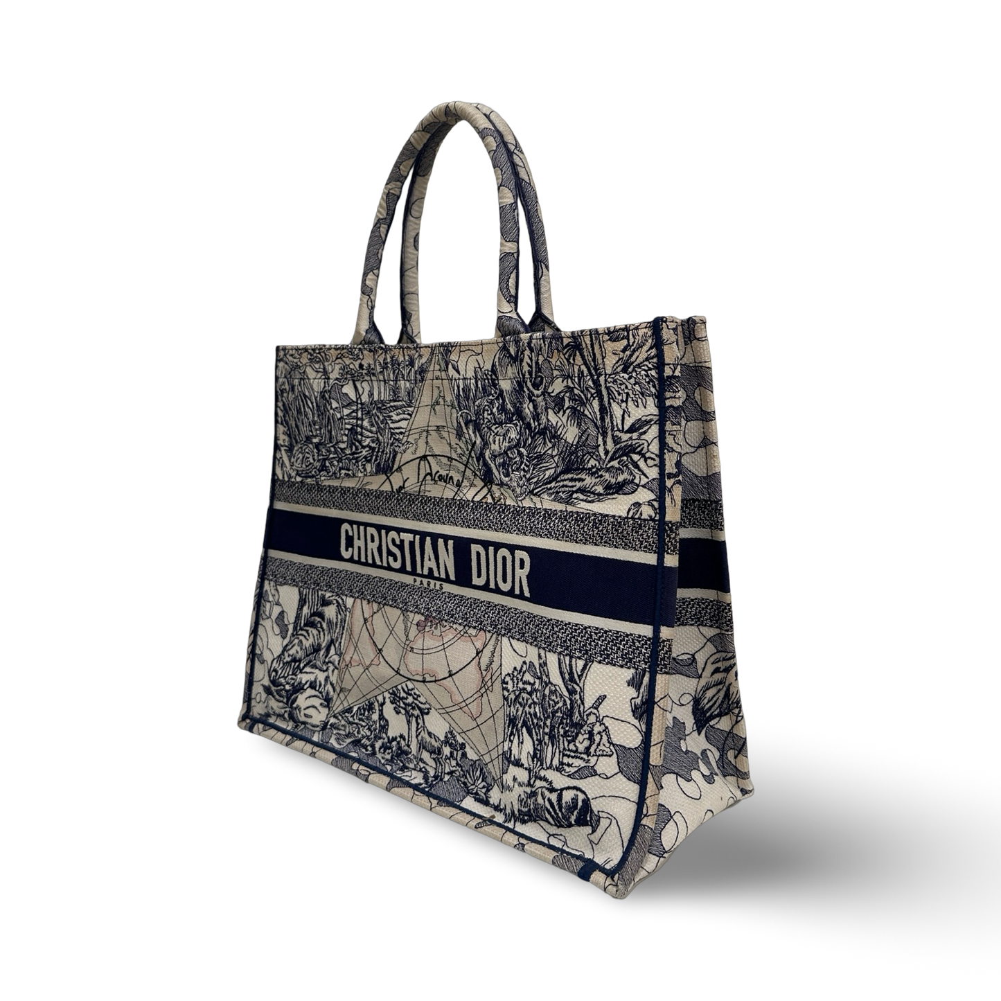 Dior Canvas Tweed Large Sixth Star Tote Bag