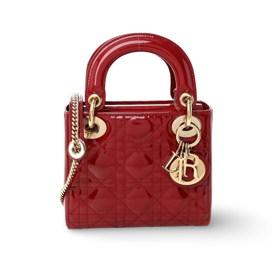 Dior Patent Mini Dior Bag - GHW / Red