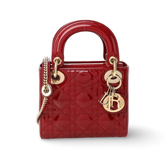 Dior Patent Mini Dior Bag - GHW / Red