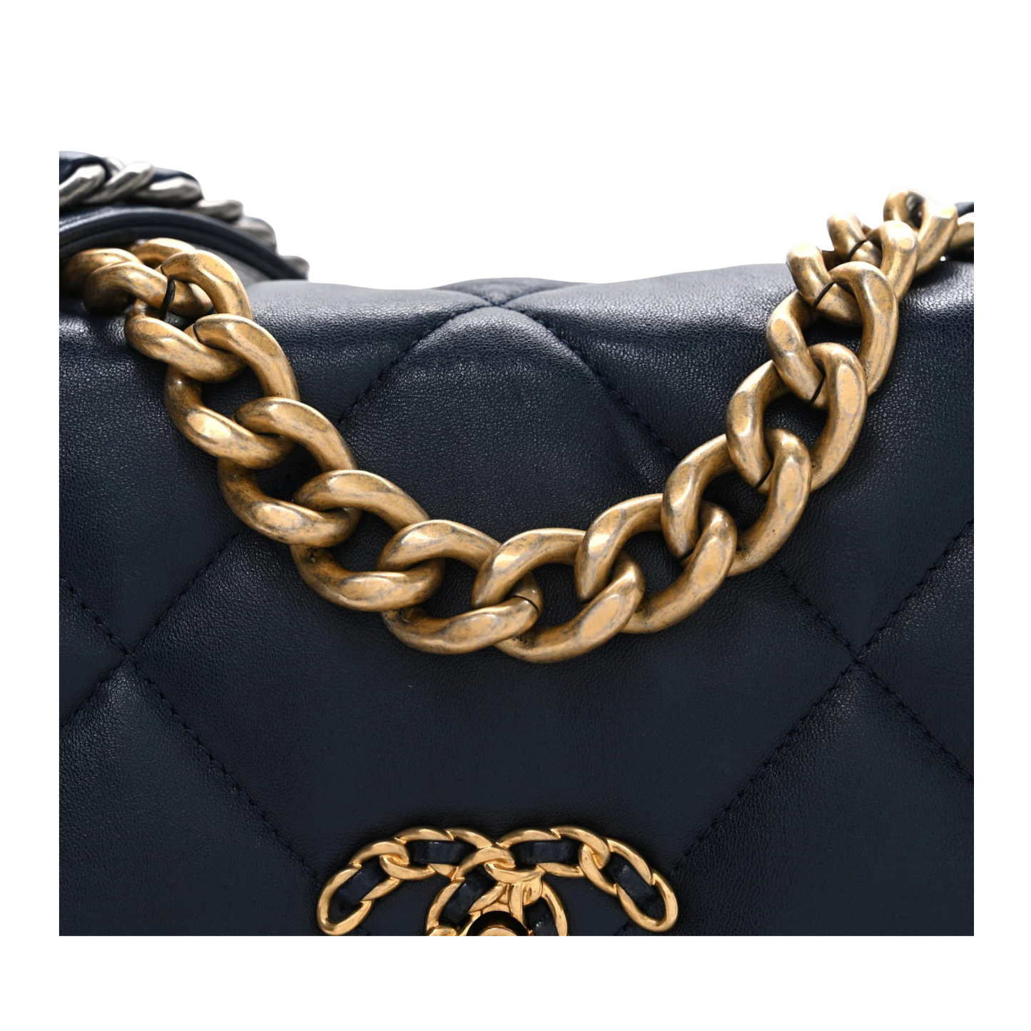 Chanel Quilted Calfskin Medium 19 Bag - GHW / Navy