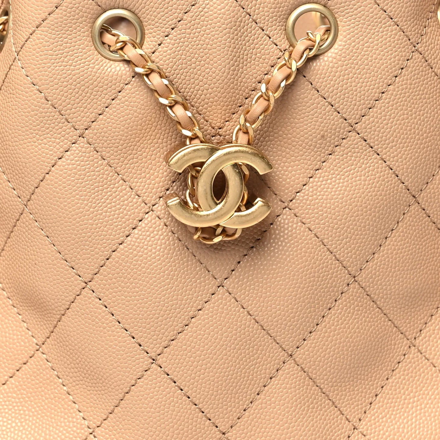 Chanel Quilted Caviar Small 25 Bag - GHW / Beige