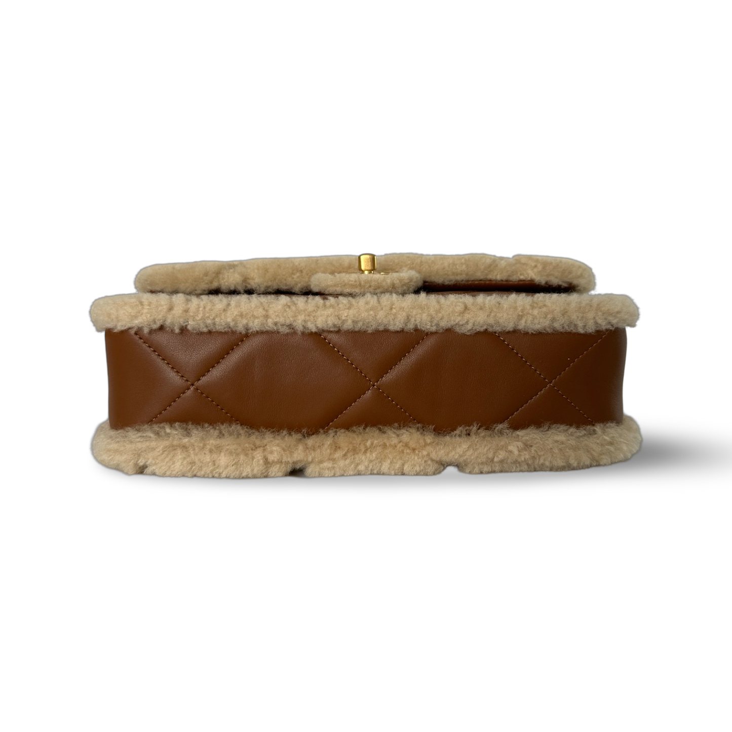 Chanel Classic Shearling Medium 24K Single Flap - GHW / Brown