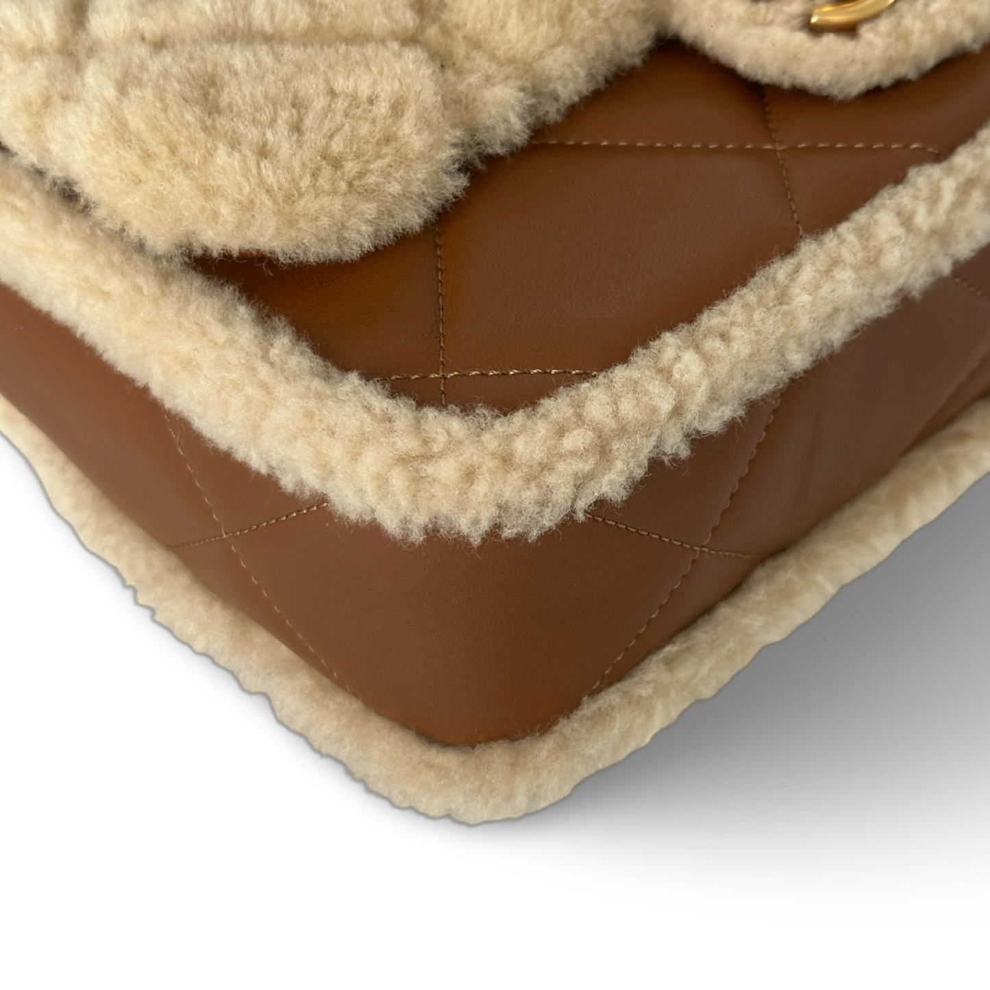 Chanel Classic Shearling Medium 24K Single Flap - GHW / Brown