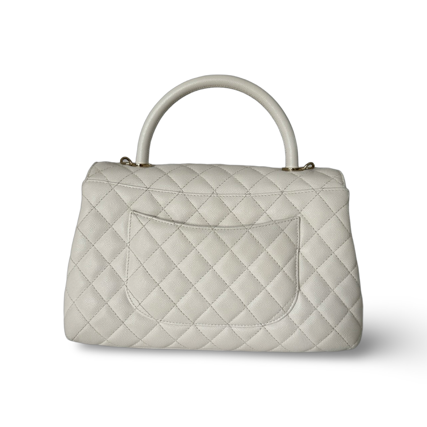 Chanel Classic Caviar Medium Coco Handle Bag  - GHW / White