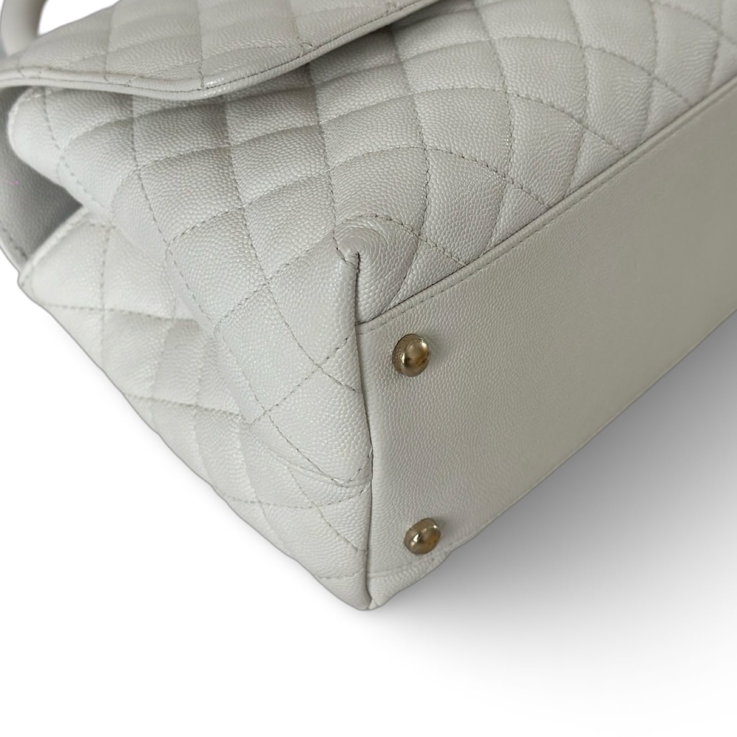 Chanel Classic Caviar Medium Coco Handle Bag  - GHW / White