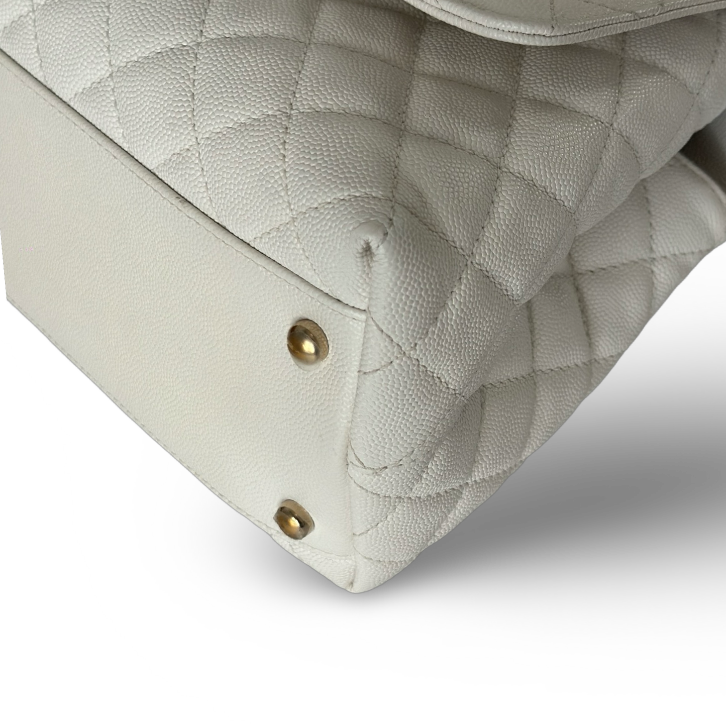 Chanel Classic Caviar Medium Coco Handle Bag  - GHW / White