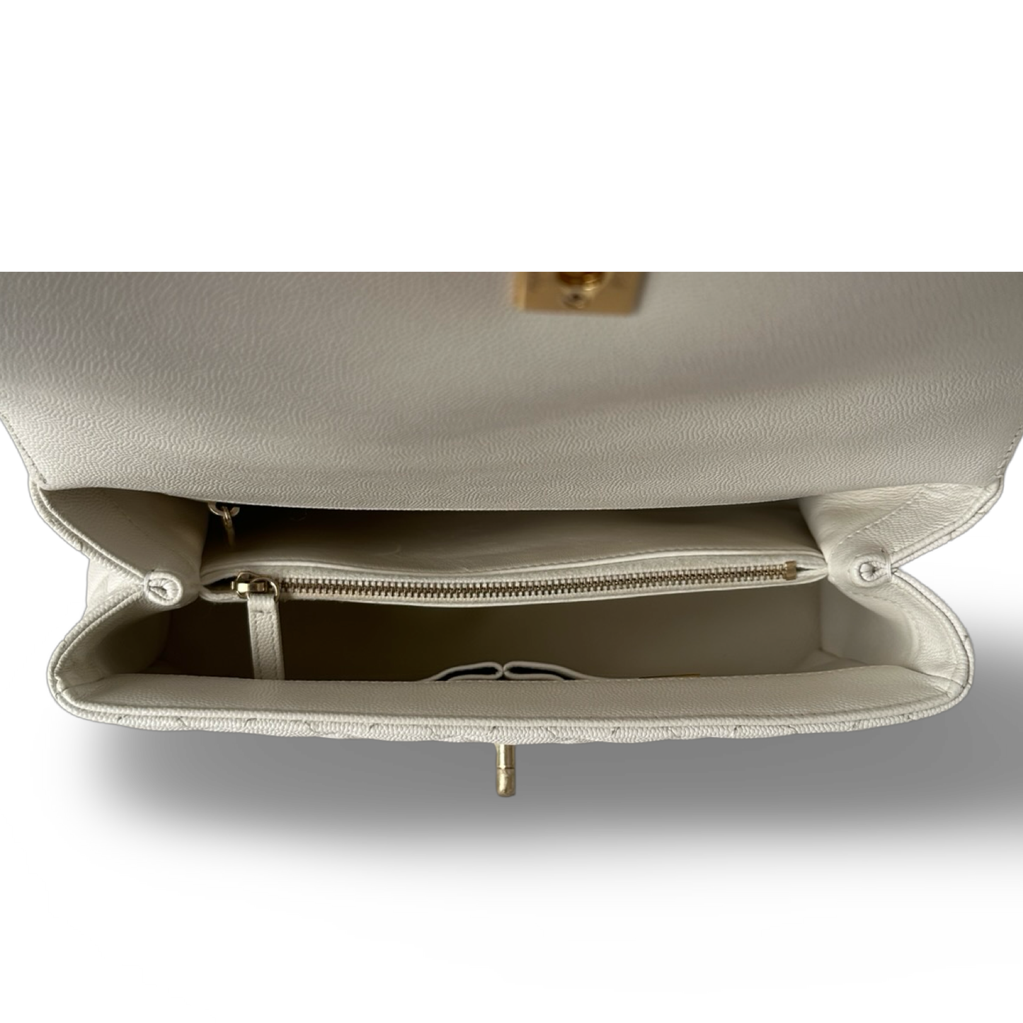 Chanel Classic Caviar Medium Coco Handle Bag  - GHW / White