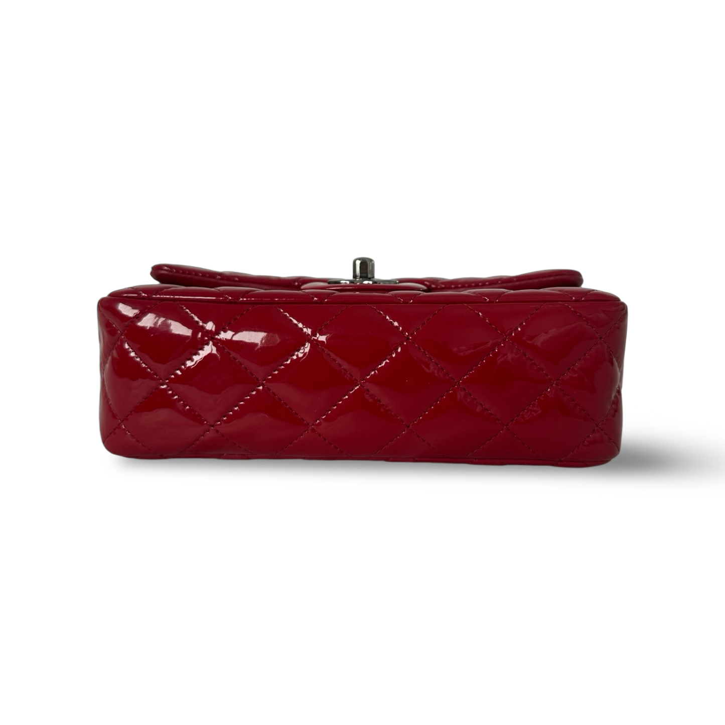 Chanel Classic Patent Rectangular Mini Single Flap - SHW / Red