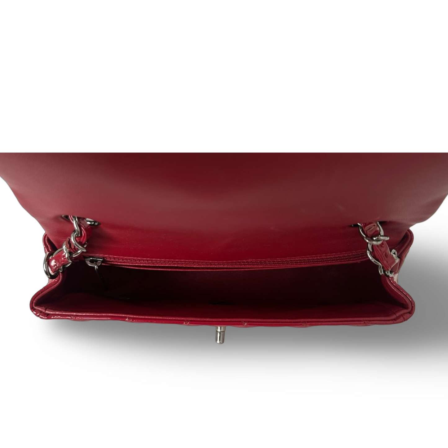 Chanel Classic Patent Rectangular Mini Single Flap - SHW / Red