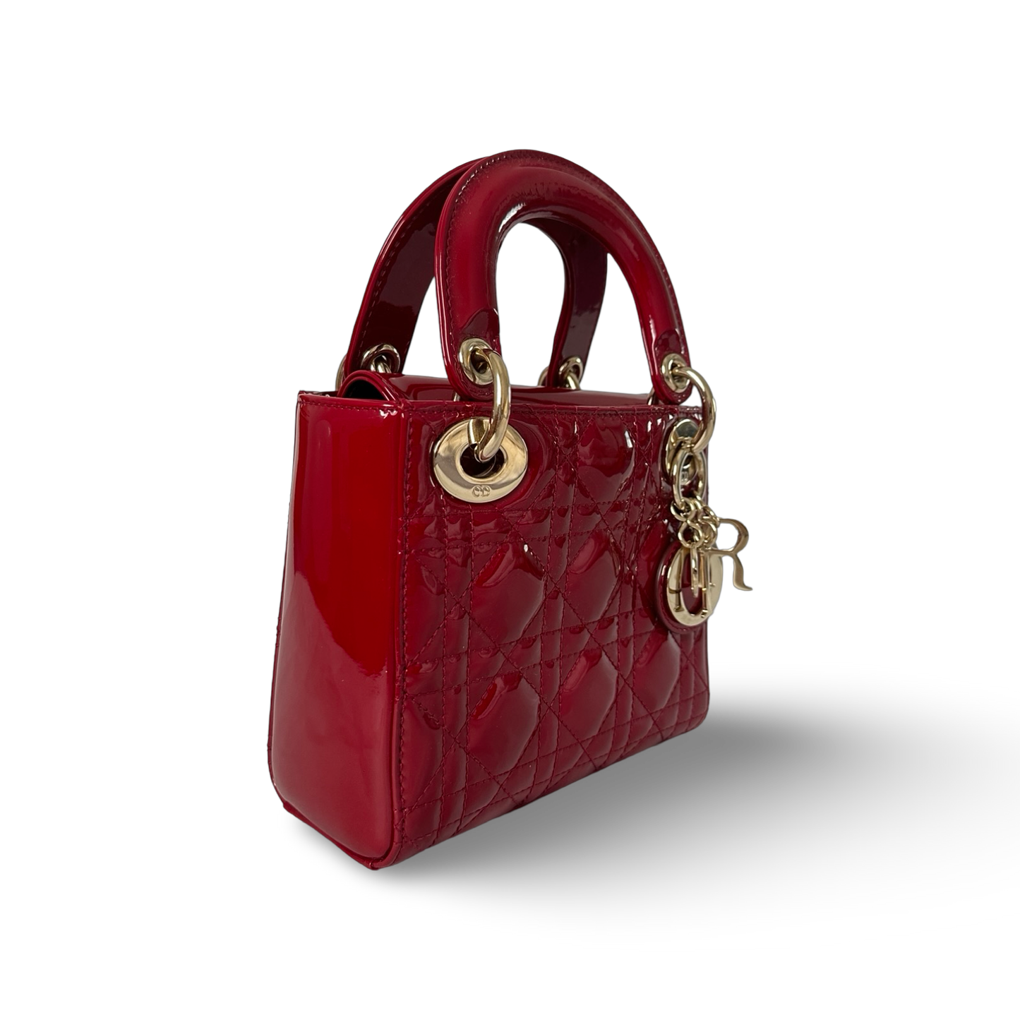 Dior Classic Patent Mini Lady Bag - GHW / Red