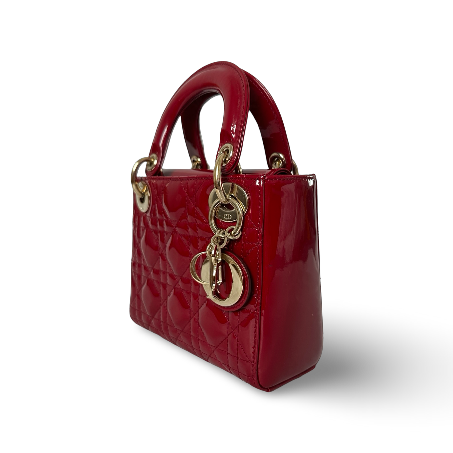 Dior Classic Patent Mini Lady Bag - GHW / Red