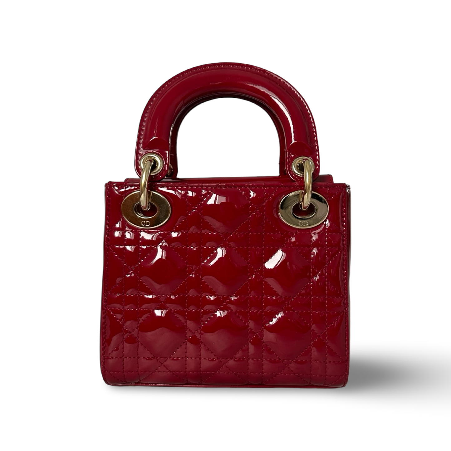 Dior Classic Patent Mini Lady Bag - GHW / Red