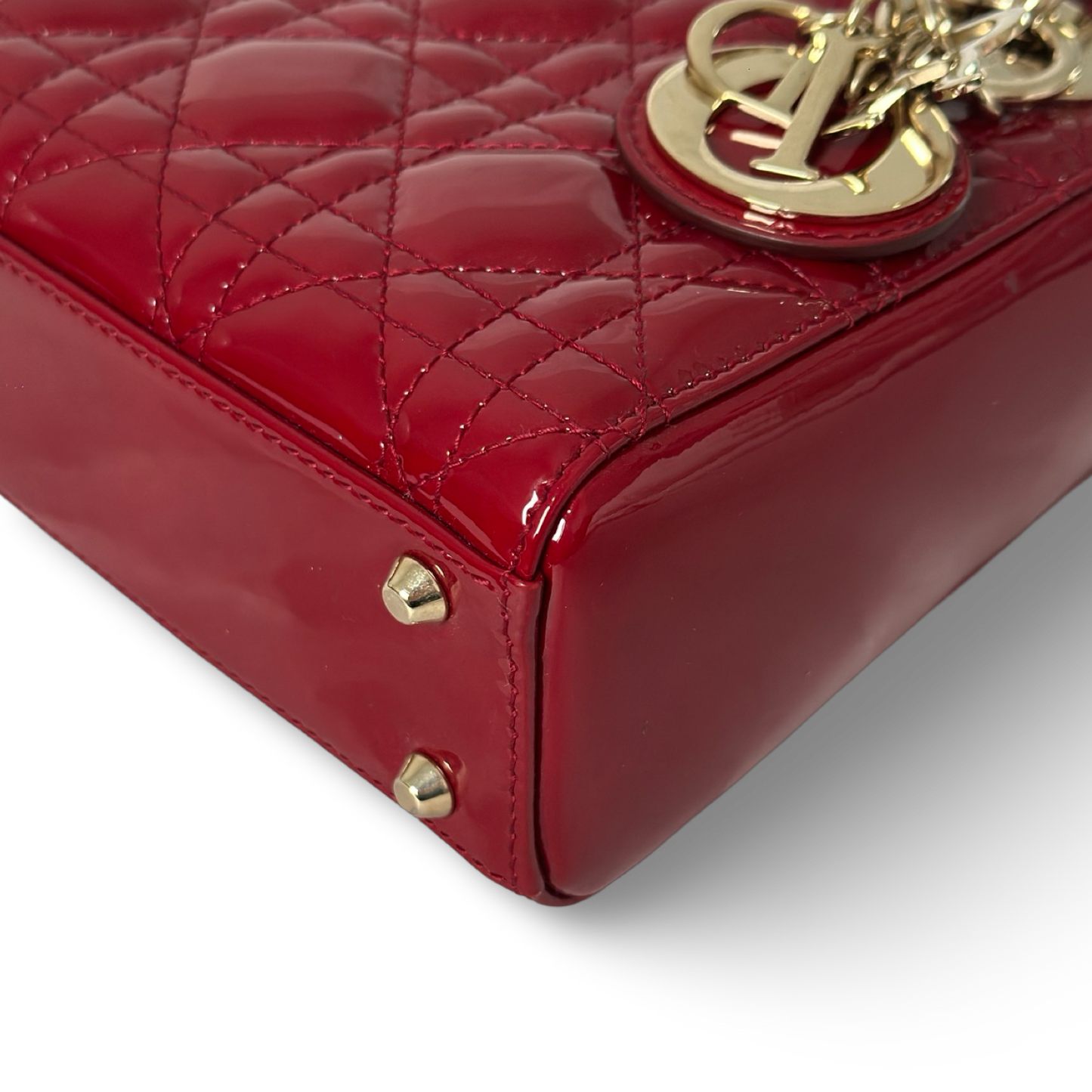 Dior Classic Patent Mini Lady Bag - GHW / Red